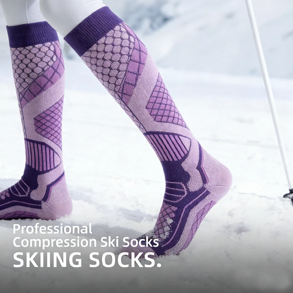 Thermal Sock Winter - ถุงเท้าสกีแบบหนา 1 คู่ ระบายความชื้นได้ดี ป้องกันการลื่น ถุงเท้าสโนว์บอร์ดแบบยาวถึงเข่า