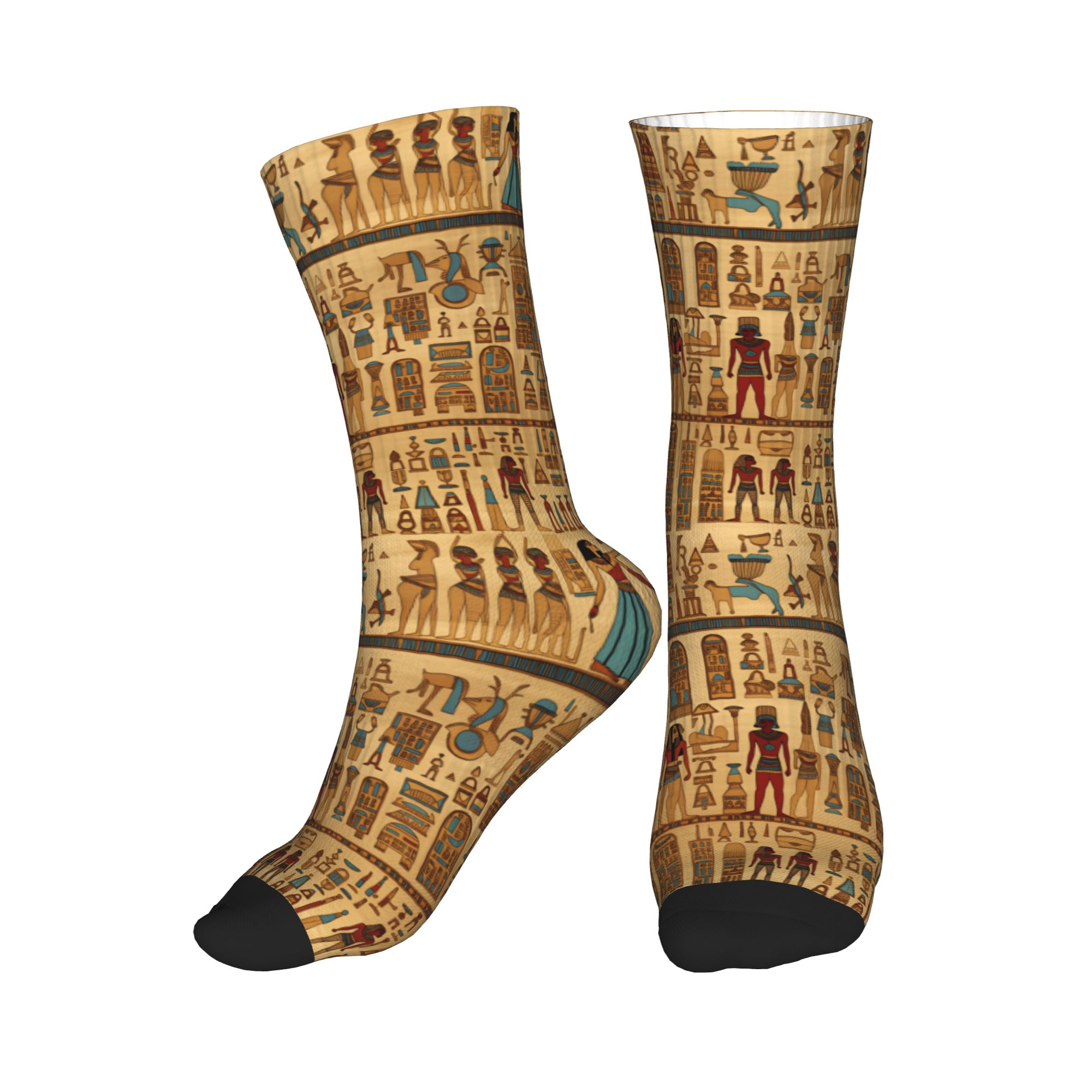 Dress Sock Men - ถุงเท้าลายเทพเจ้าและสัญลักษณ์ของชาวอียิปต์สำหรับผู้ชาย Kawaii ถุงเท้าข้อสั้นพิมพ์ลาย 3 มิติ ระบายอากาศได้ดี