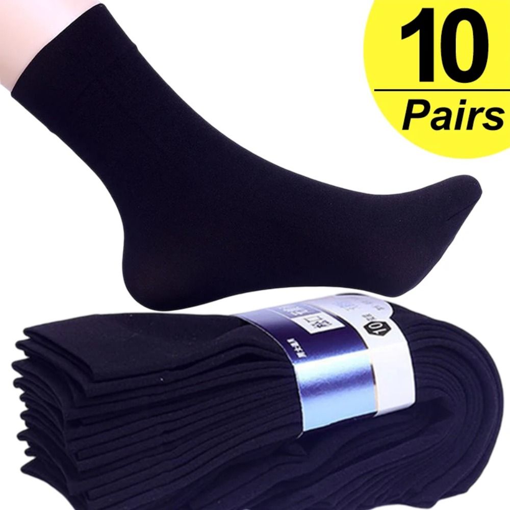 Silk Sock Bamboo - ถุงเท้าผู้ชายแฟชั่น 10 คู่ ระบายอากาศได้ดี ถุงเท้าไอซ์ซิลค์นุ่ม ยืดหยุ่น