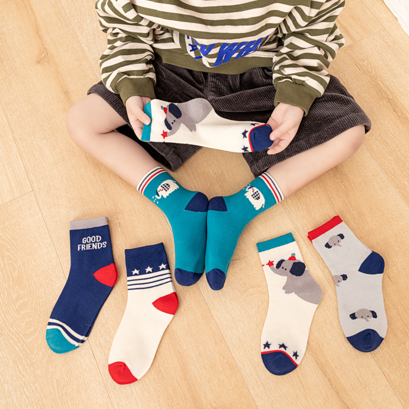 ถุงเท้าเด็กผู้ชาย 5 คู่ ลายการ - Cotton Crew Sock Pack บทวิจารณ์และราคา