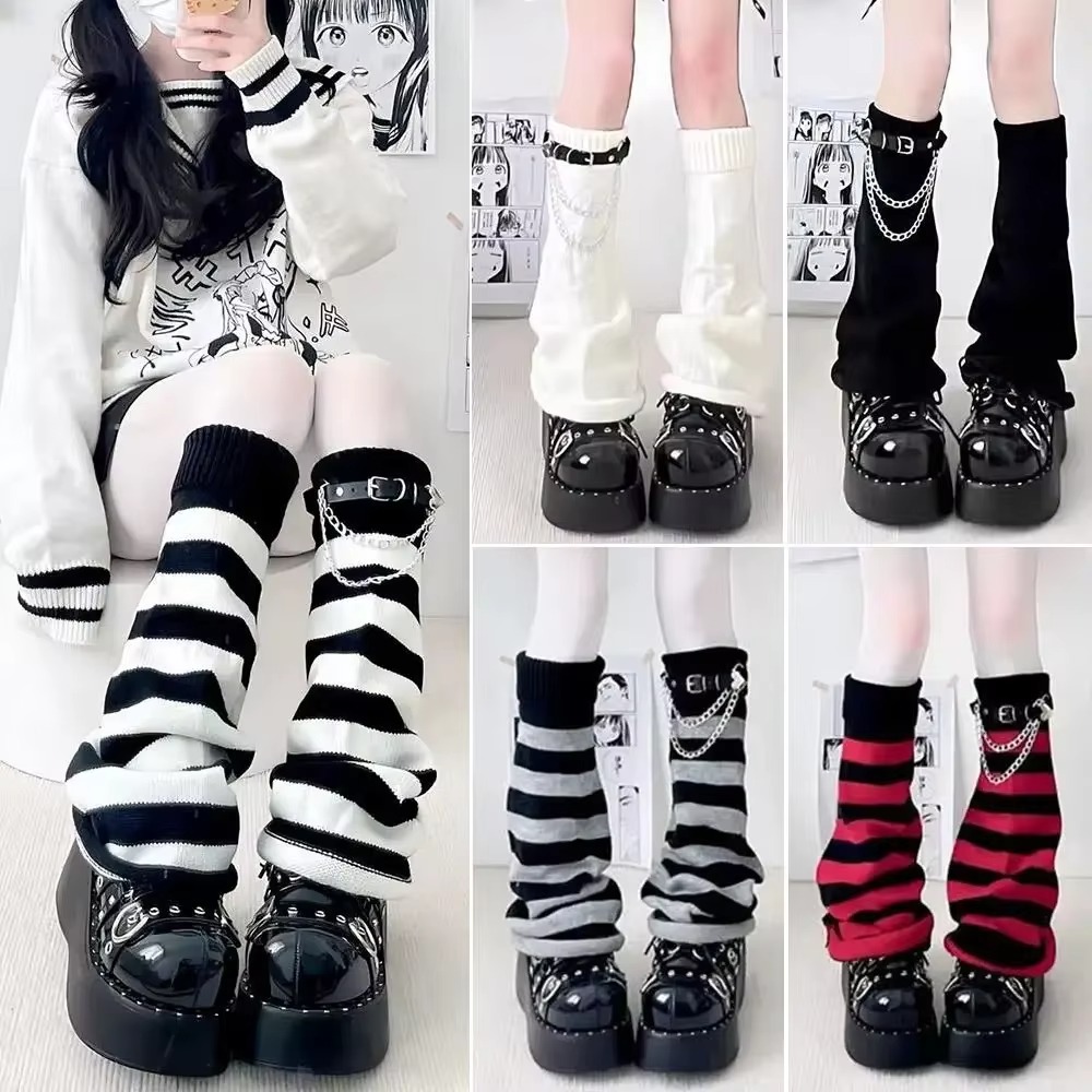 ถุงเท้ากันหนาวถักลายทางสไตล์โก - Boot Sock Slouchy บทวิจารณ์และราคา